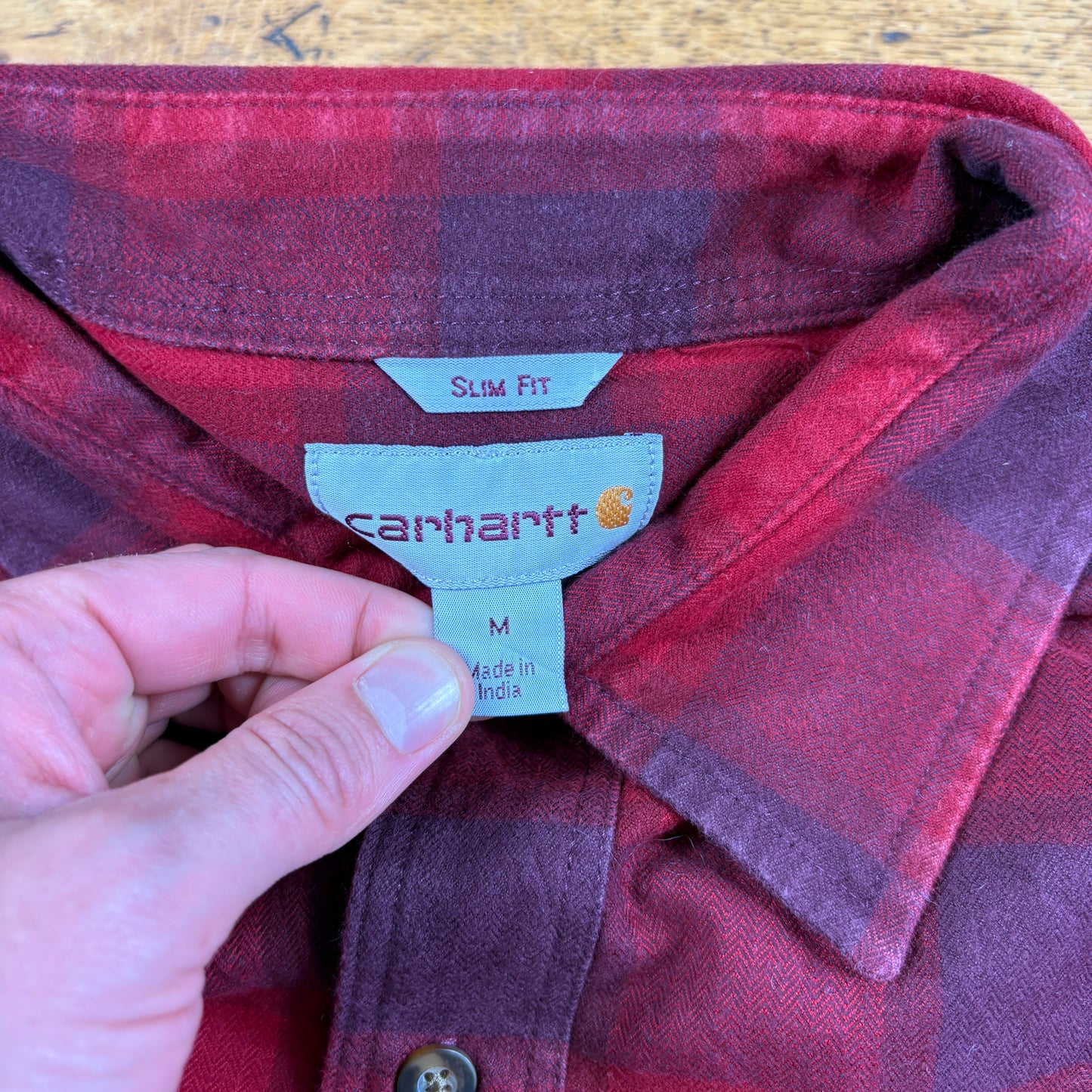 Vintage Carhartt Red Check Flannel Workwear Shirt - M