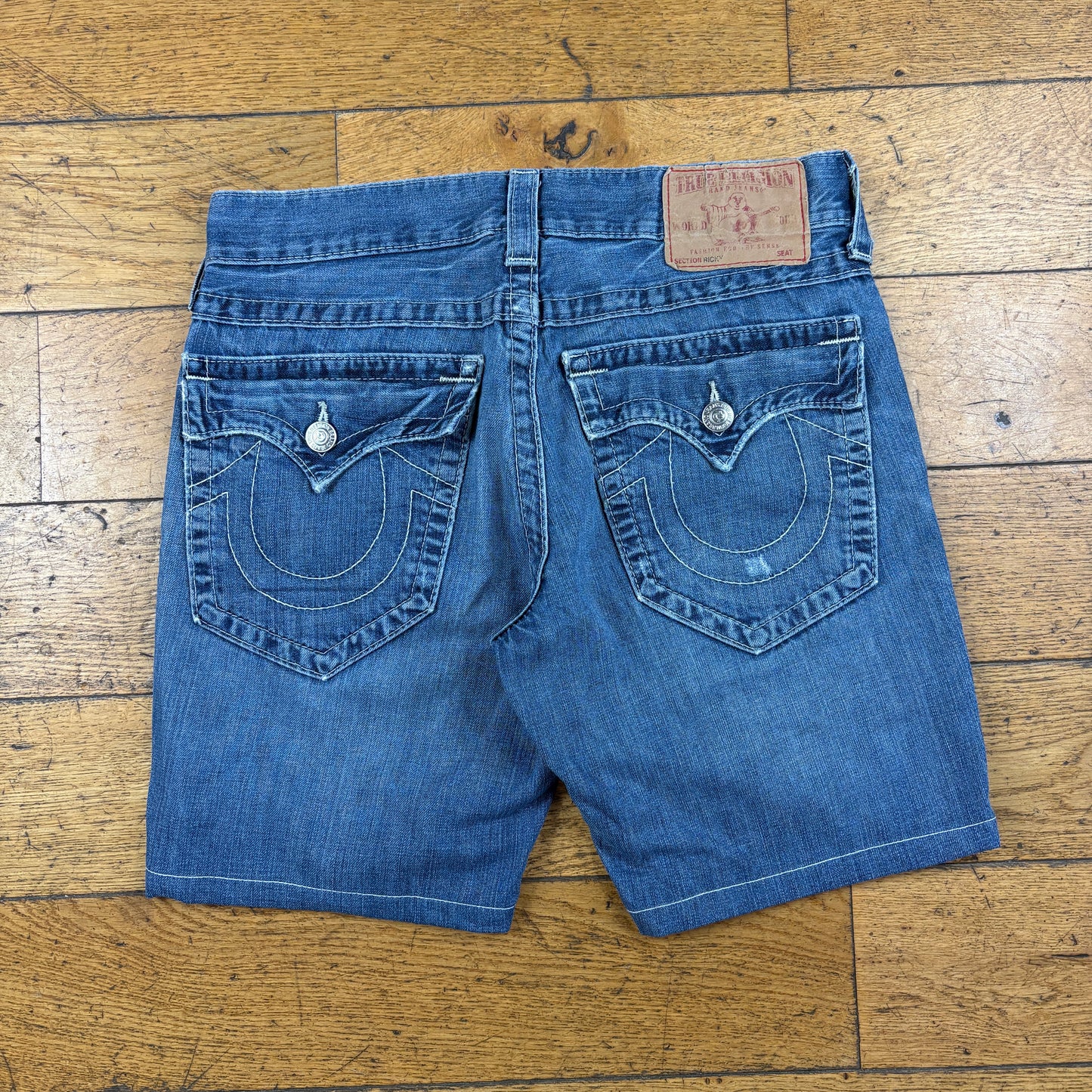 Vintage True Religion Blue Embroidered Y2K Shorts Jorts - 33