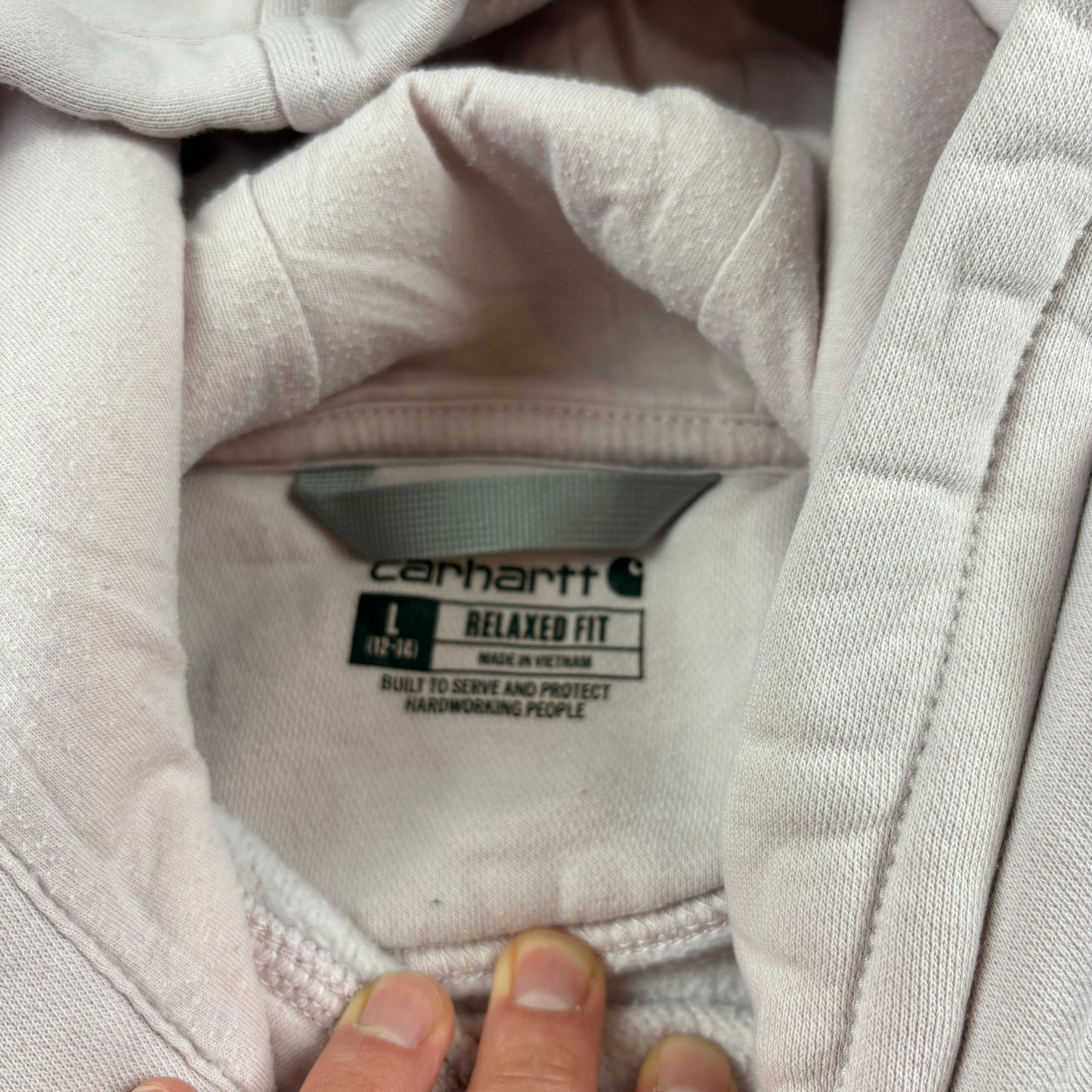Vintage Carhartt White Womens Hoodie Sweatshirt - L