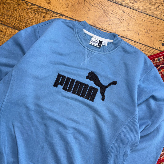 Vintage 90s Puma Blue Embroidered Sweatshirt - XL