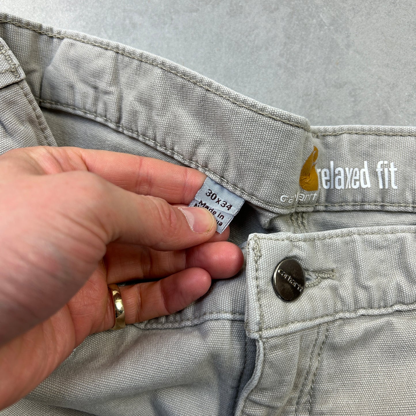 Vintage Carhartt White Workwear Carpenter Baggy Trousers - 30