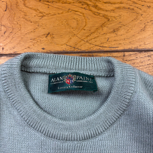 Vintage Blue Pattern Italian Chunky Knit Jumper - M