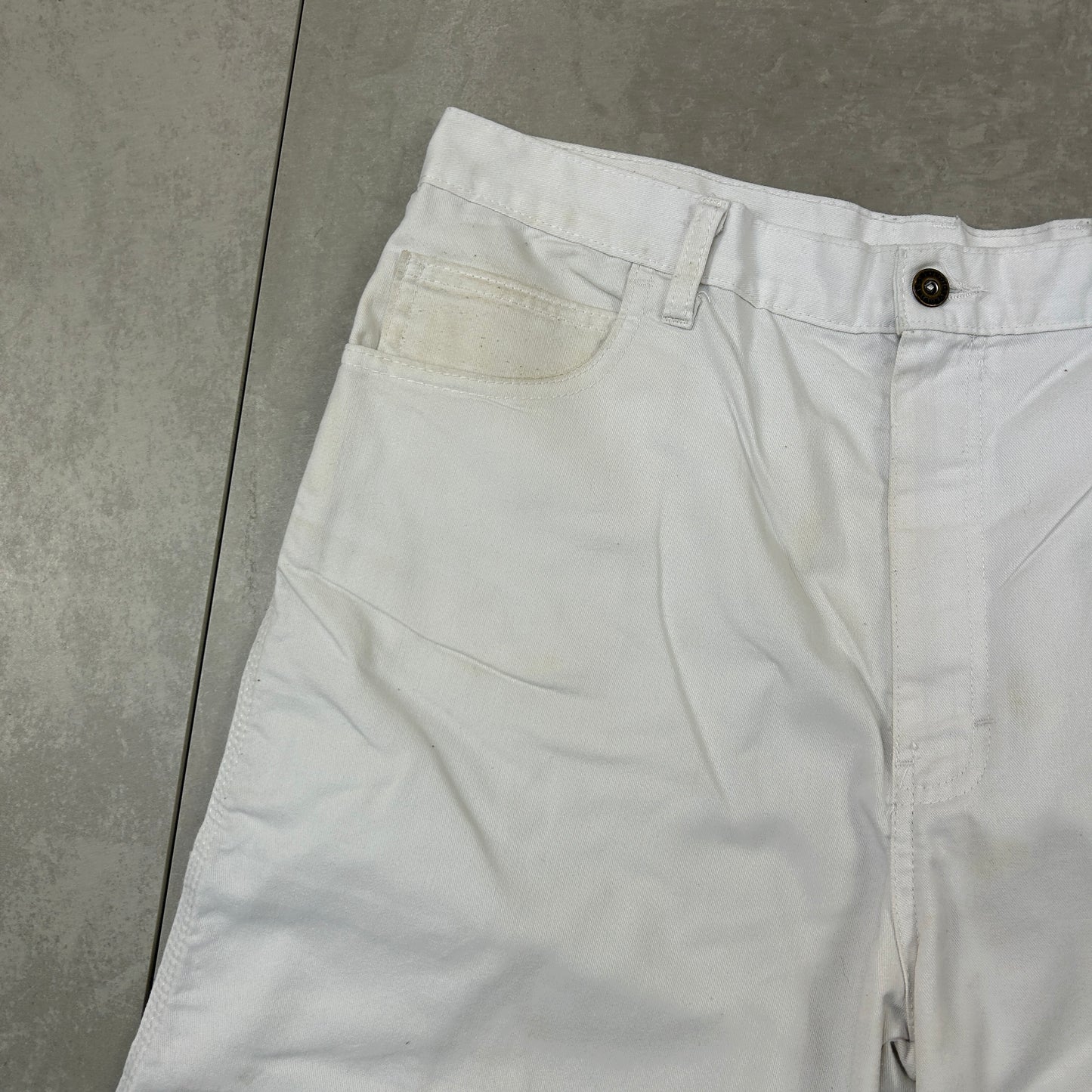 Vintage Dickies Workwear Carpenter Baggy White Shorts - 38