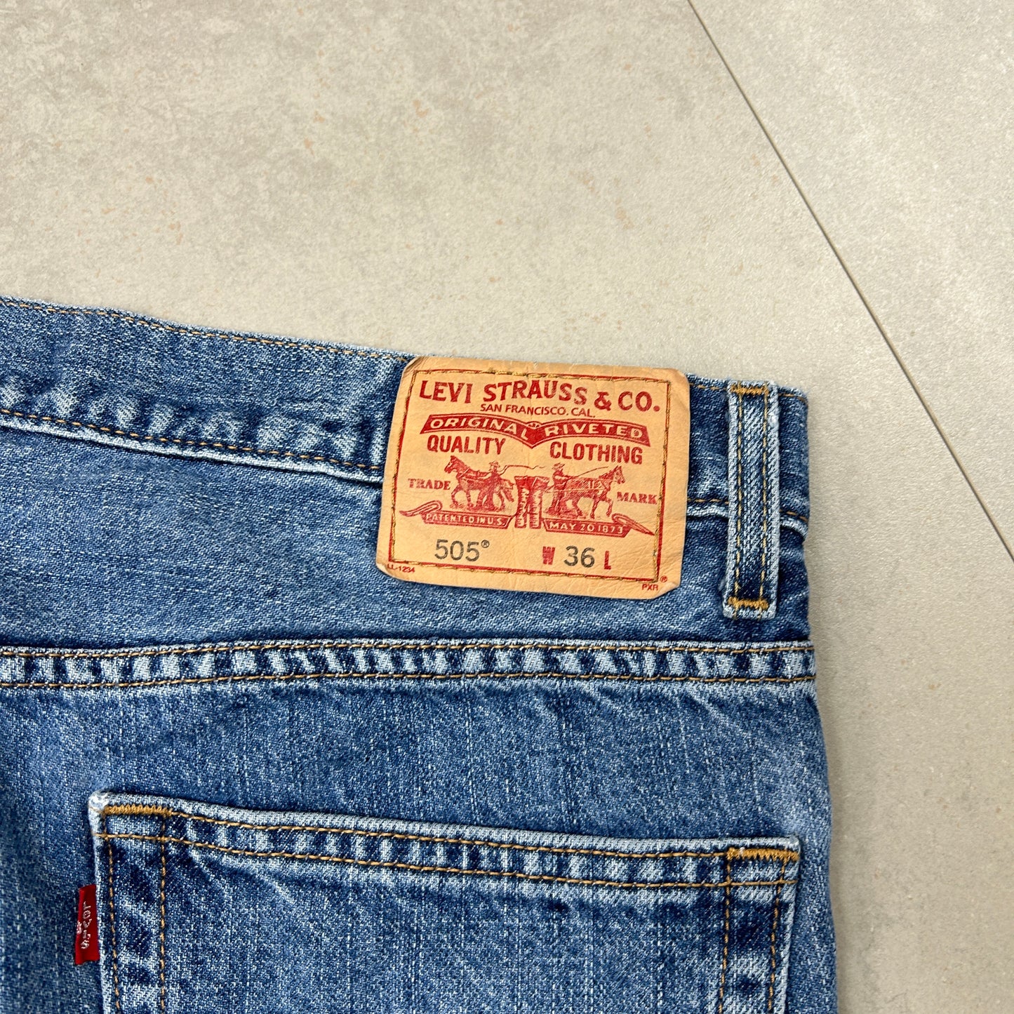 Vintage Levis 505 Blue Baggy Denim Shorts - 36