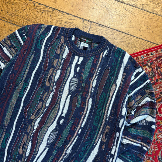Vintage Coogi Style Navy Chunky Knit Jumper - M
