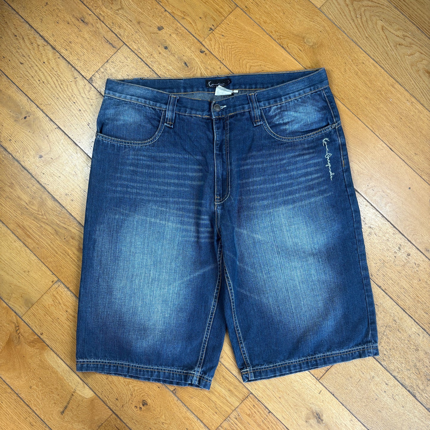 Vintage Karl Kani Embroidered Hip Hop Blue Baggy Shorts Jorts - 40