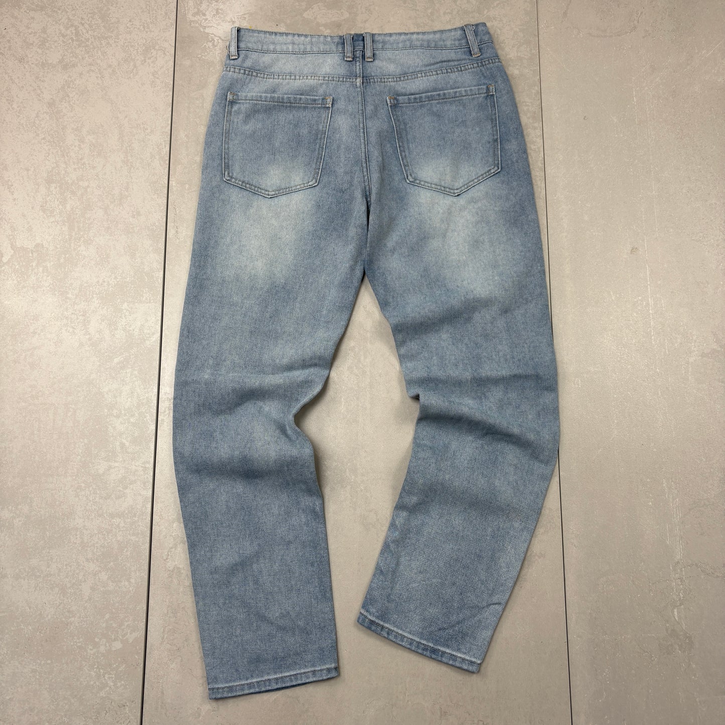 Vintage Embroidered Hip Hop Straight Blue Jeans - 34