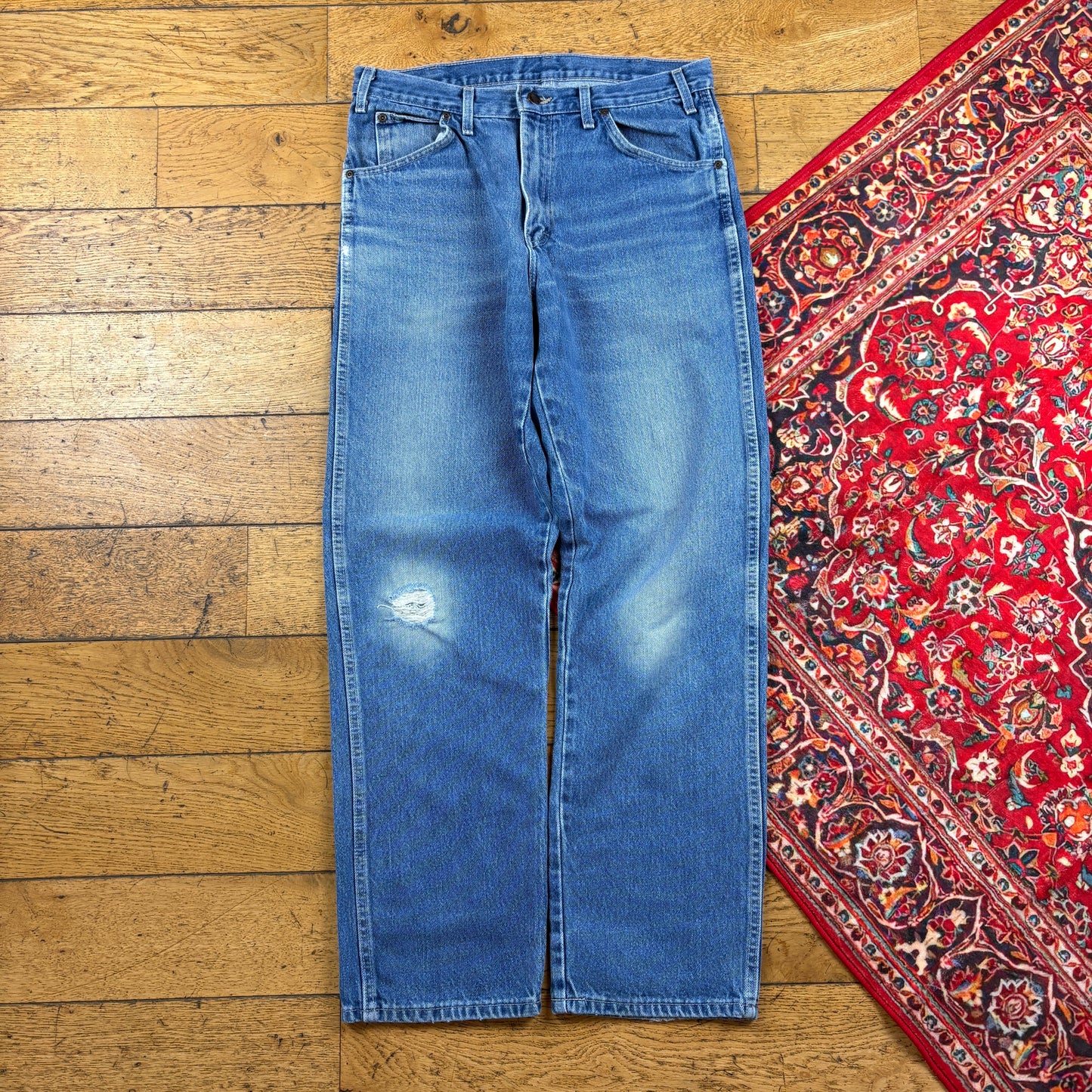 Vintage Dickies Workwear Carpenter Baggy Blue Trousers - 33