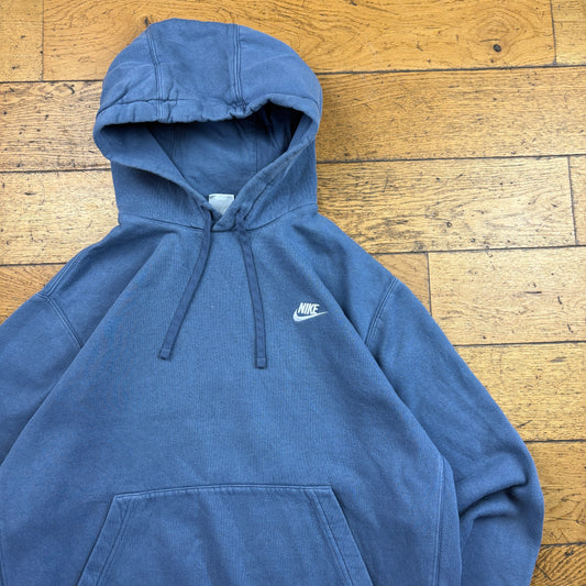 Vintage Nike Blue Embroidered Hoodie Sweatshirt - L