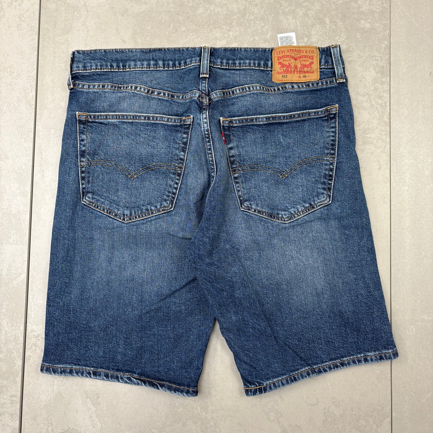 Vintage Levis 412 Baggy Blue Denim Shorts - 36