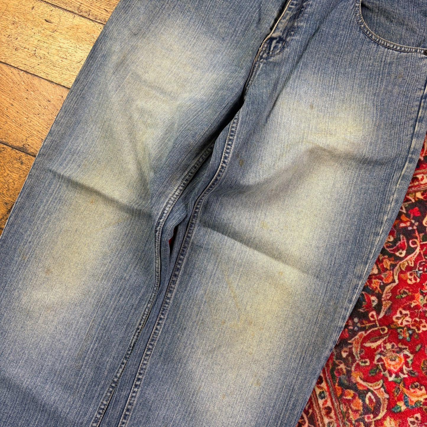 Vintage Paco Blue Embroidered Y2K Hip Hop Baggy Jeans - 36