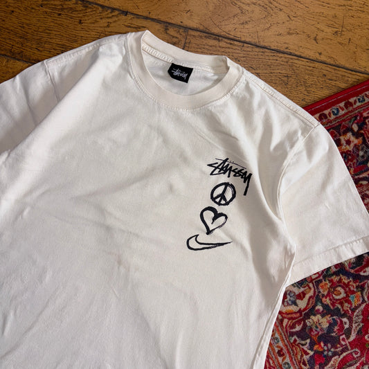 Vintage Stussy X Nike Cream Graphic T-Shirt - S