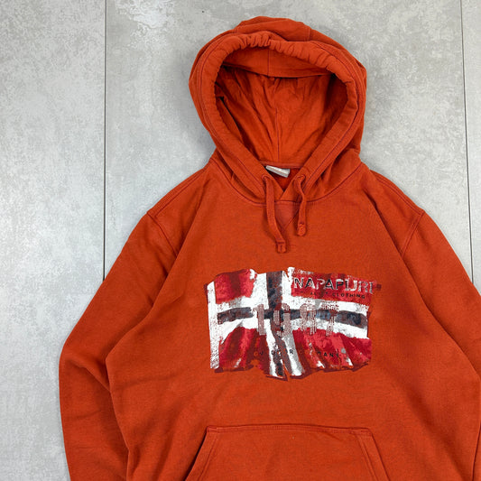 Vintage 00s Napapijri Orange Hoodie Sweatshirt - L