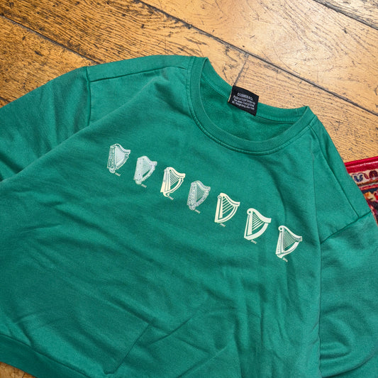 Vintage Guinness Green Boxy Cropped Womens Sweatshirt - XL