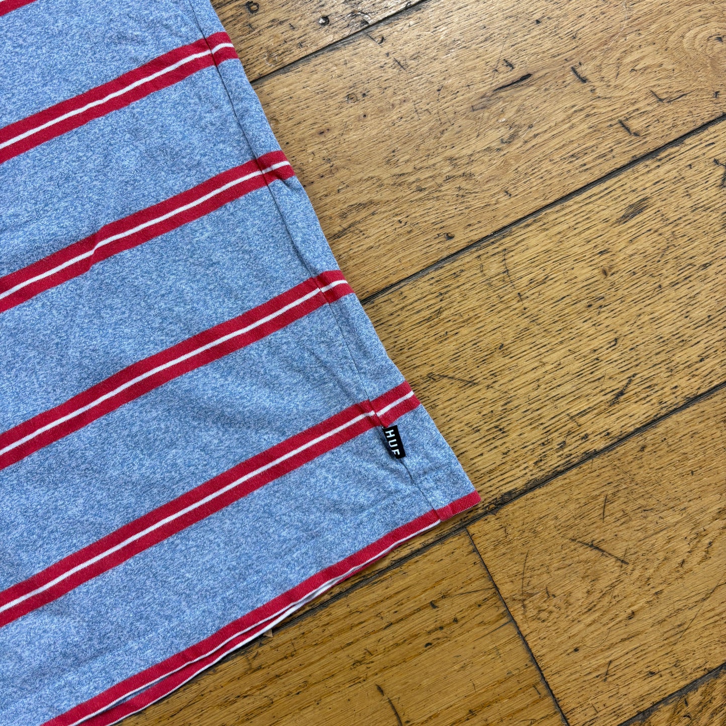 Vintage HUF Grey Skate Stripe T-Shirt - S