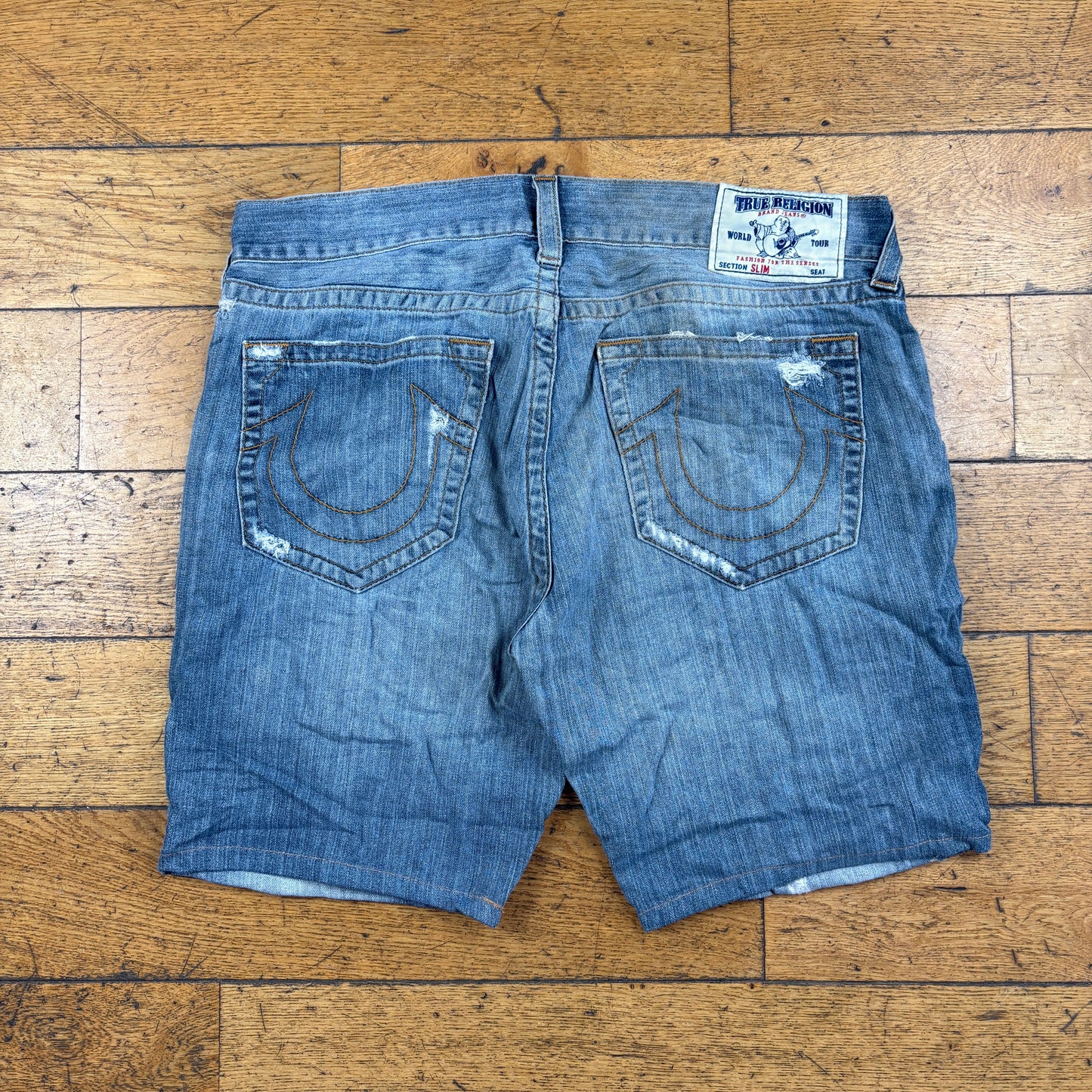 Vintage True Religion Blue Embroidered Y2K Shorts Jorts - 40