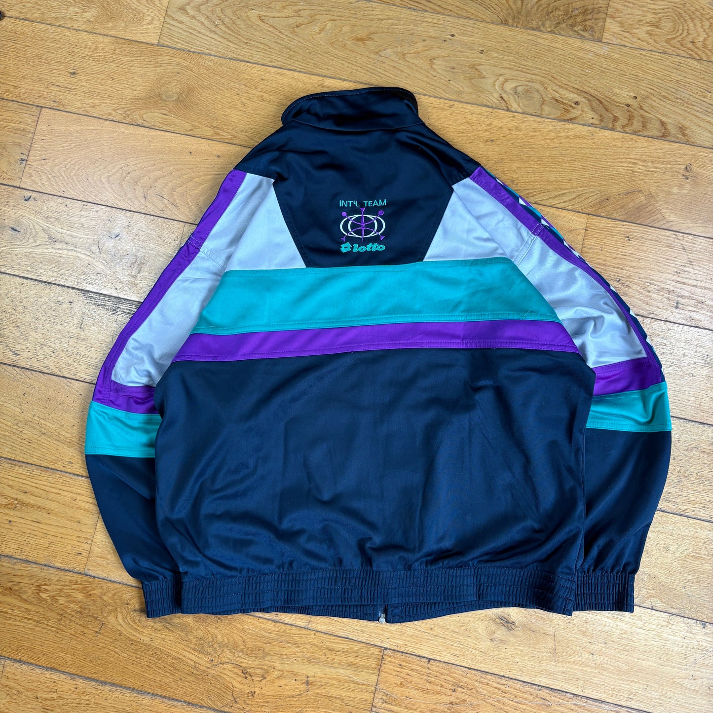 Vintage Lotto Navy Purple Tracksuit Track Shell Windbreaker Jacket - L