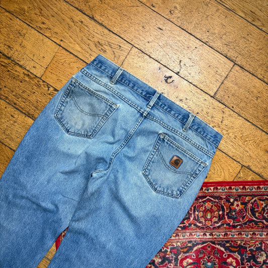 Vintage Carhartt Workwear Carpenter Baggy Blue Jeans - 38S