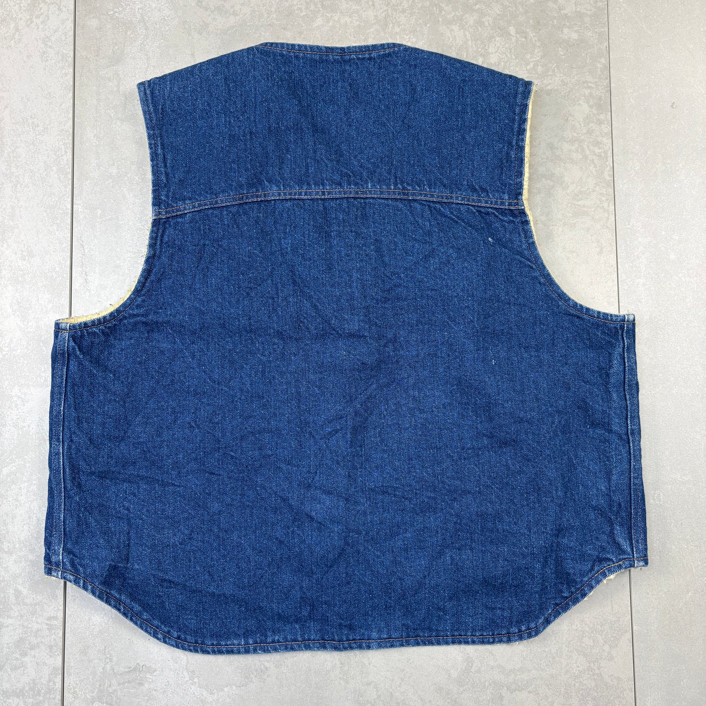Vintage Carhartt Blue Denim Workwear Gilet Vest Lined Jacket - M