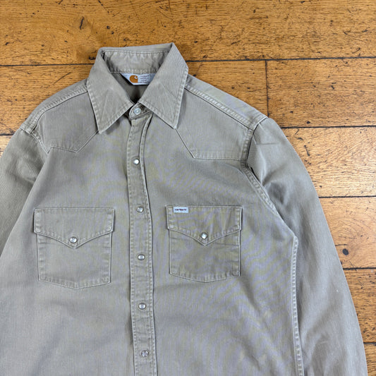 Vintage Carhartt Cream Workwear Cowboy Western Shirt - M