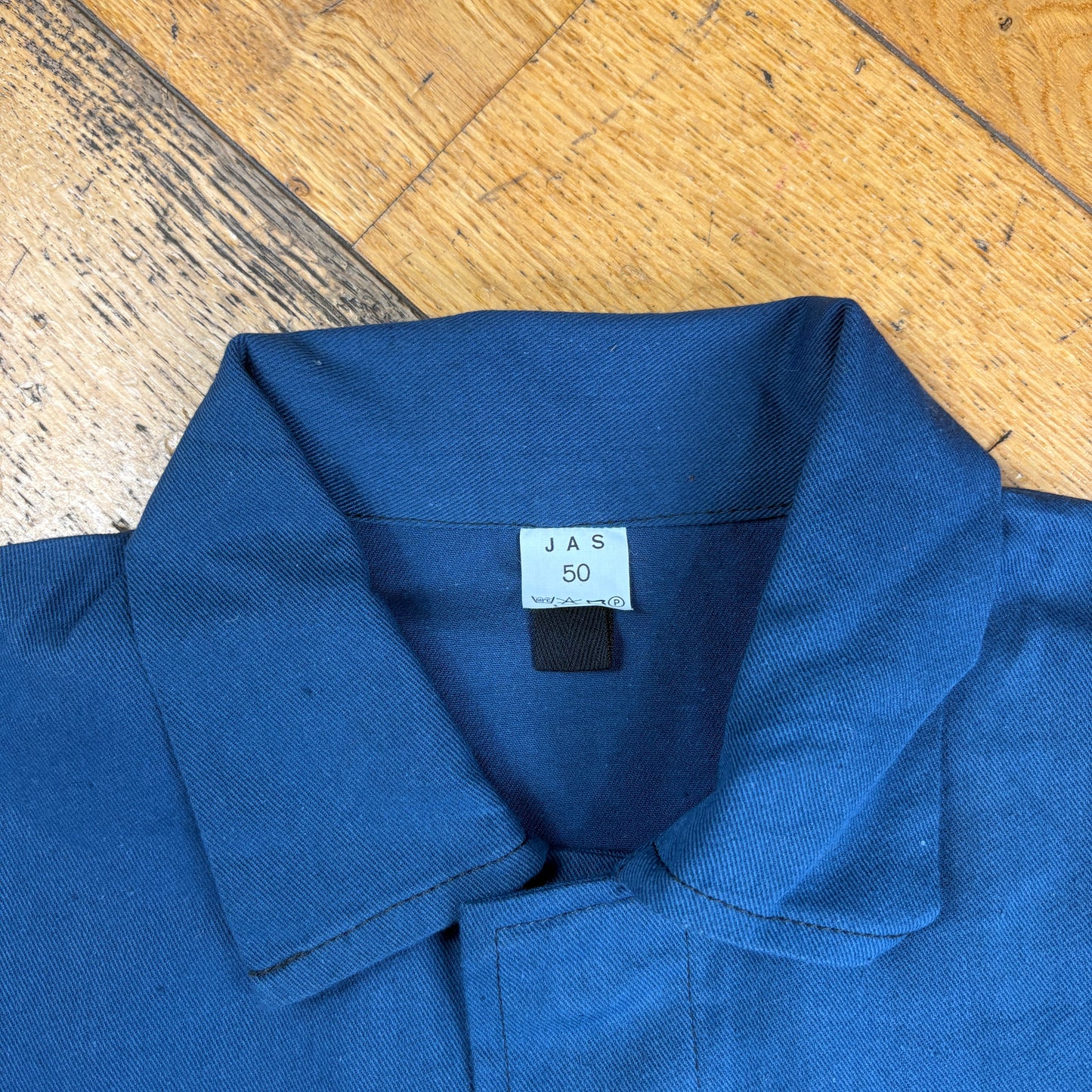 Vintage French Chore Workwear Jacket Blue Overcoat - M