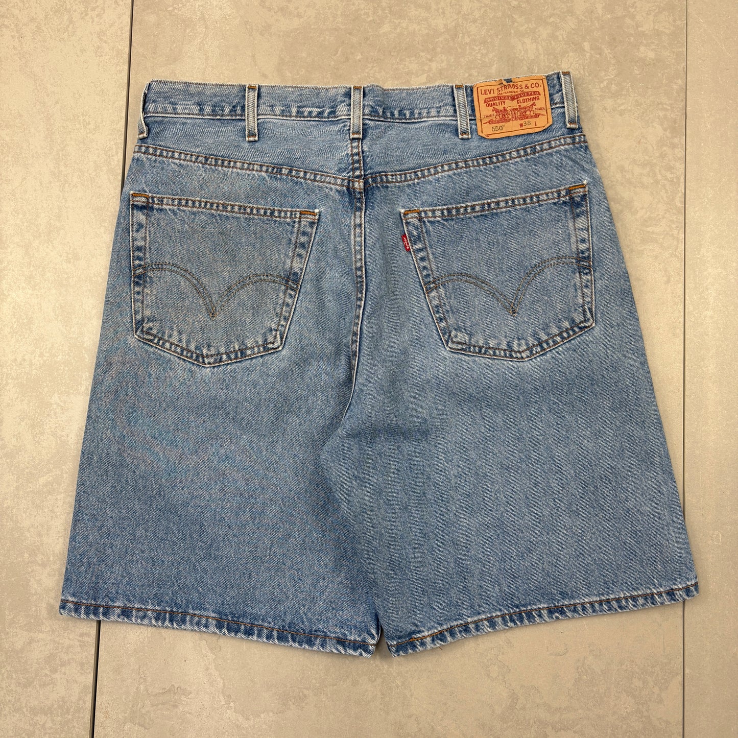 Vintage Levis 550 Baggy Blue Denim Shorts - 38
