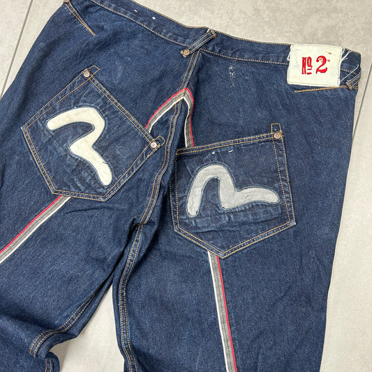 Vintage Evisu Embroidered Hip Hop Blue Baggy Jeans - 40