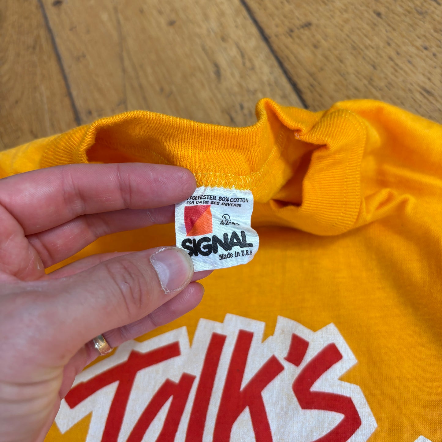 Vintage 90s Slogan Yellow Single Stitch Graphic T-Shirt - XS