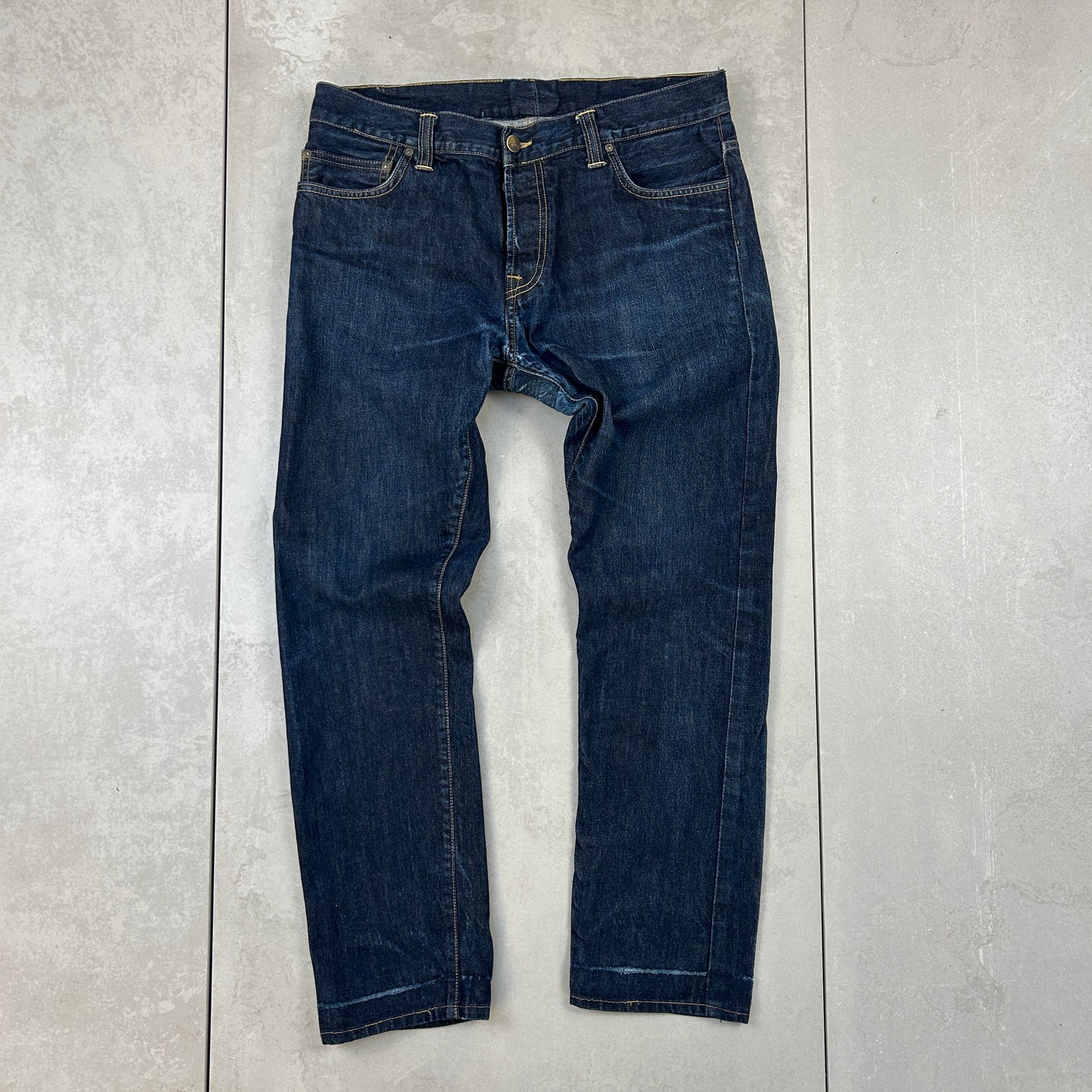 Vintage Carhartt Navy Dark Blue Workwear Carpenter Slim Jeans - 34