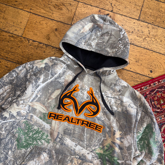 Vintage Realtree Camo Green Embroidered Hoodie Sweatshirt - XL