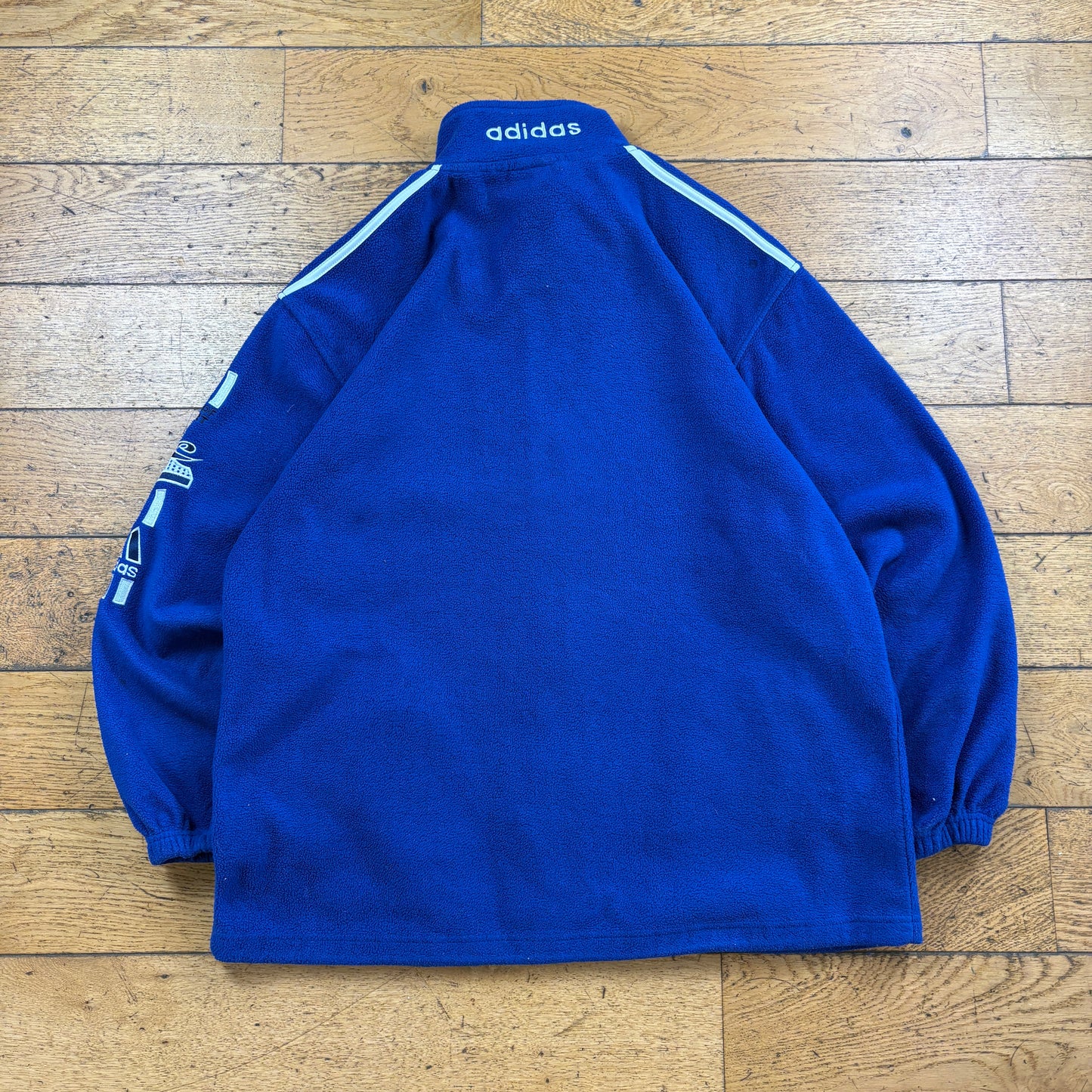 Vintage Adidas Blue Embroidered Fleece Sweatshirt - XL