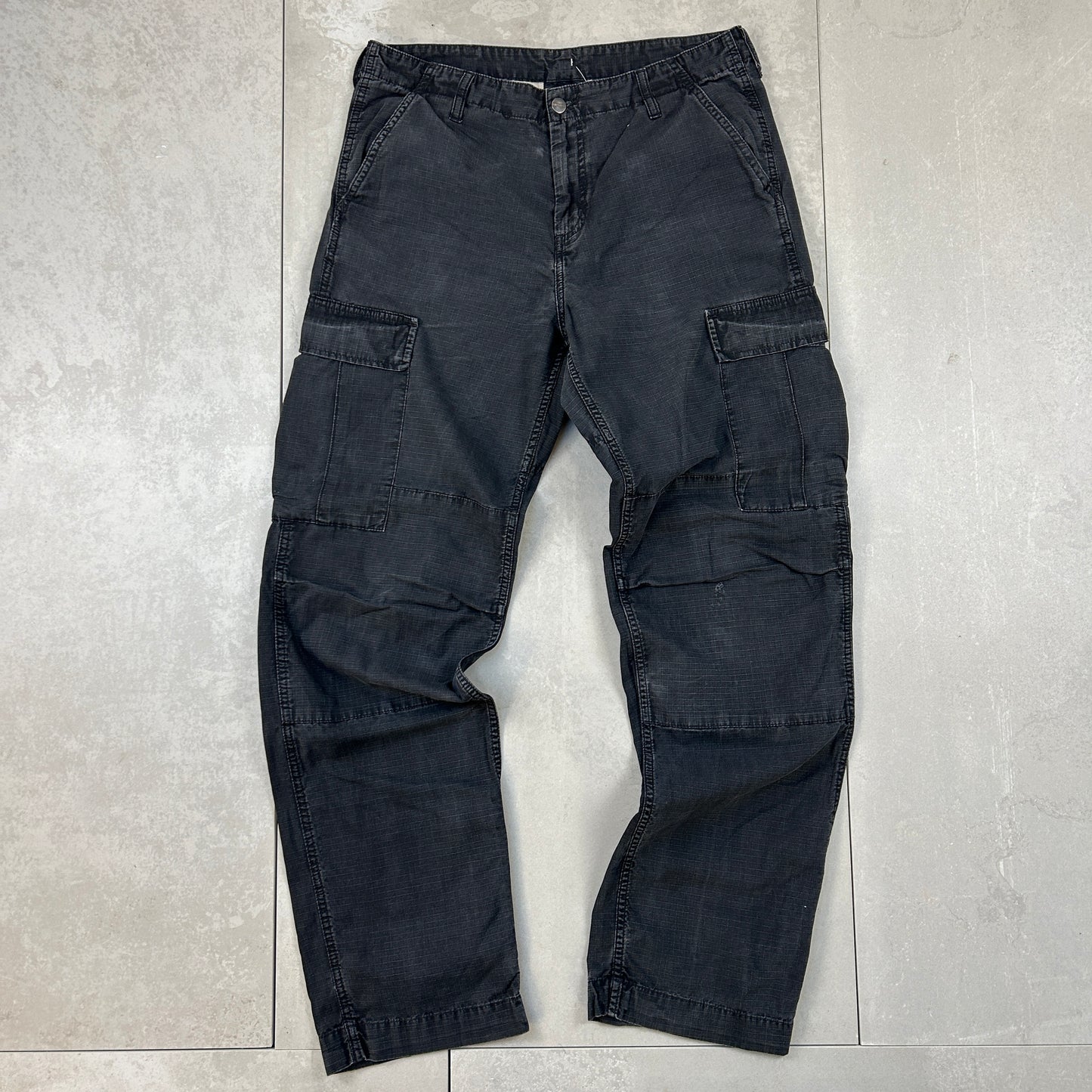 Vintage Carhartt Workwear Carpenter Cargo Black Baggy Trousers - 32