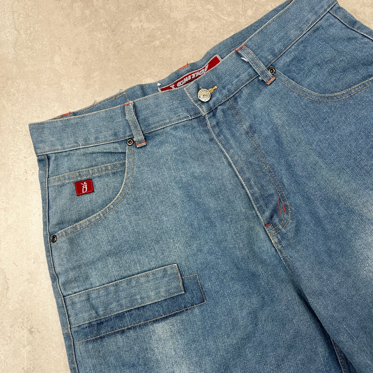 Vintage Ignition Embroidered Hip Hop Baggy Blue Shorts Jorts - 34
