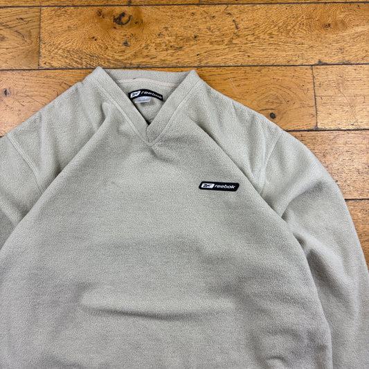 Vintage Reebok Embroidered Cream Fleece Sweatshirt - L