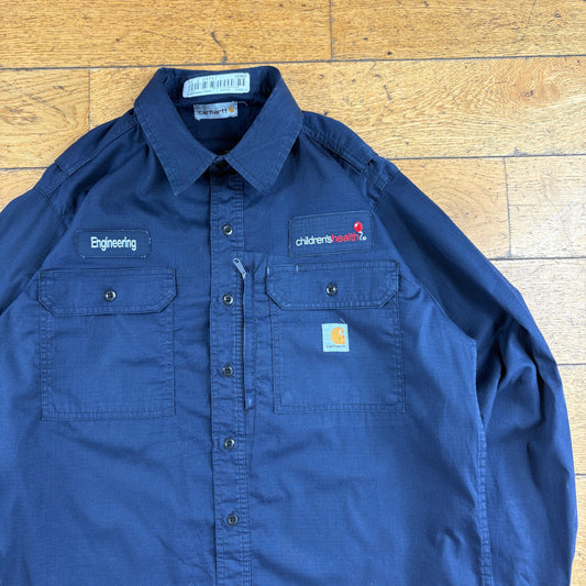 Vintage Carhartt Navy Workwear Embroidered Shirt - L
