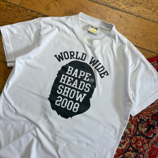 Vintage BAPE Bathing Ape White Graphic T-Shirt - S