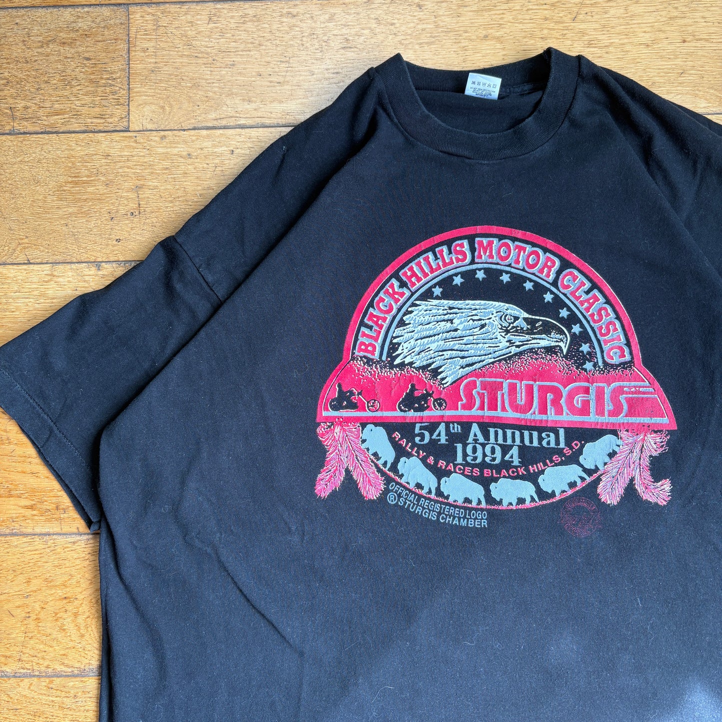 Vintage 1994 Motorbike Single Stitch Black Graphic T-Shirt - 3XL
