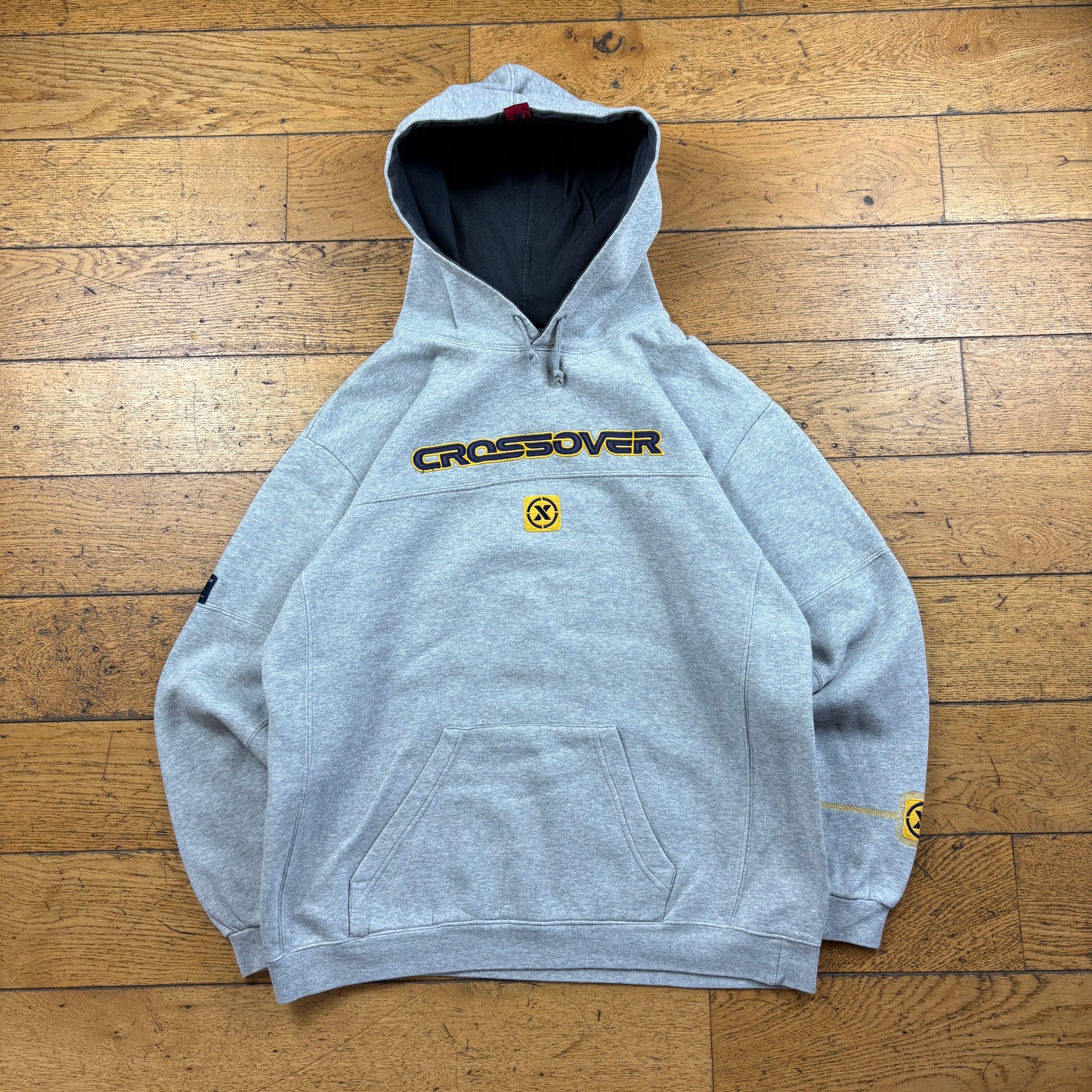 Vintage Crossover Embroidered Grey Hoodie Sweatshirt - M