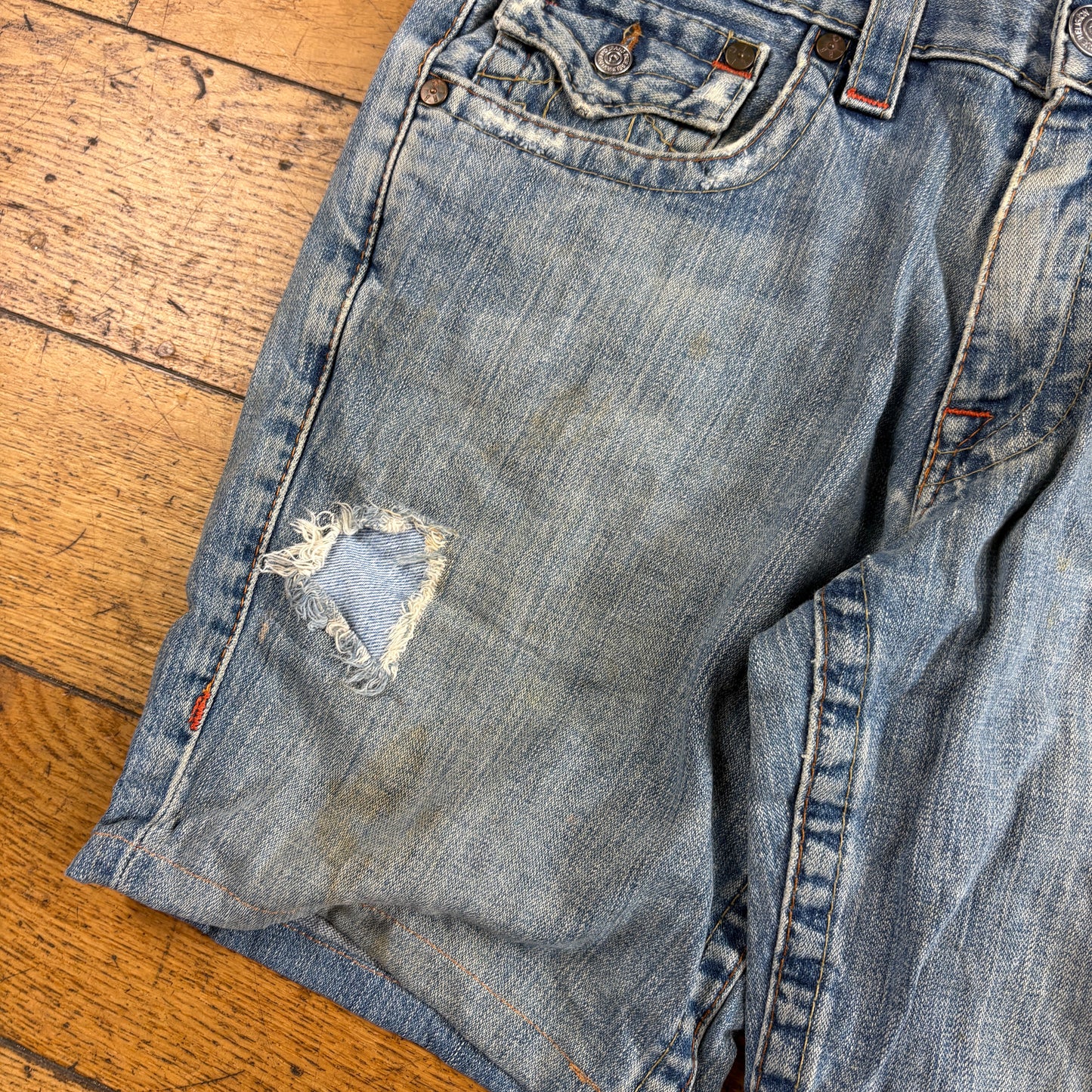 Vintage True Religion Blue Embroidered Y2K Shorts Jorts - 36