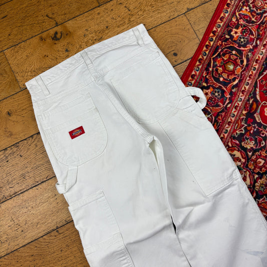 Vintage Dickies White Workwear Carpenter Baggy Trousers - 28