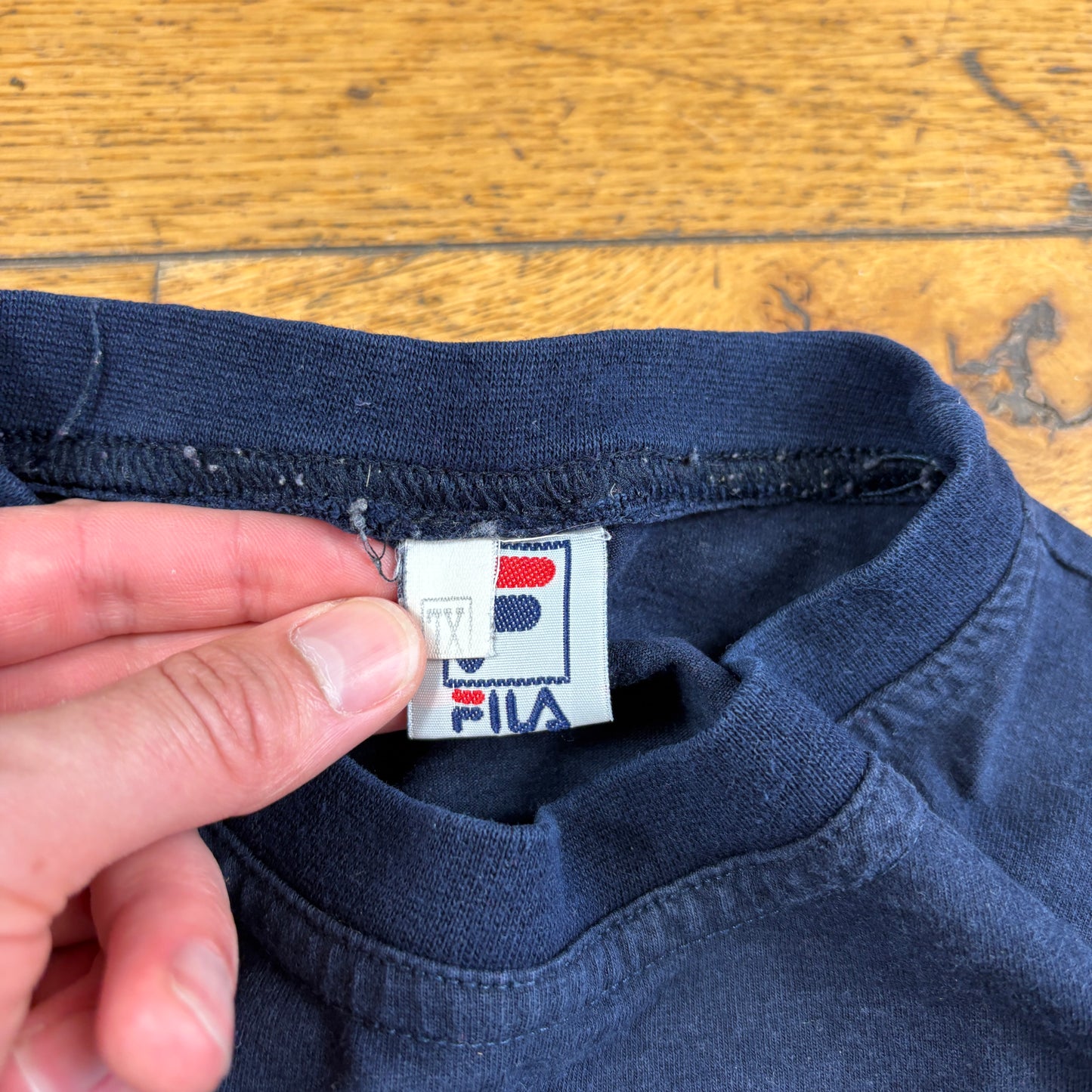 Vintage Fila Embroidered Navy T-Shirt - M