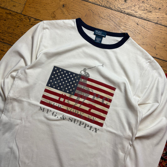 Vintage Ralph Lauren White USA Graphic T-Shirt - XS