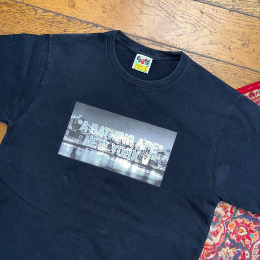 Vintage Bape Bathing Ape New York Black Graphic T-Shirt - S