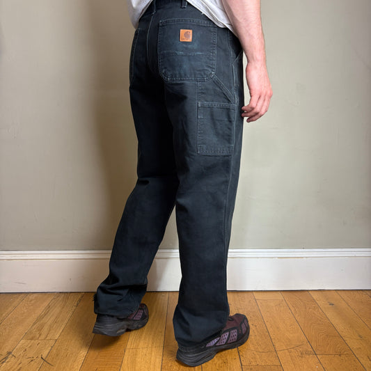 Vintage Carhartt Black Workwear Carpenter Baggy Trousers - 34L