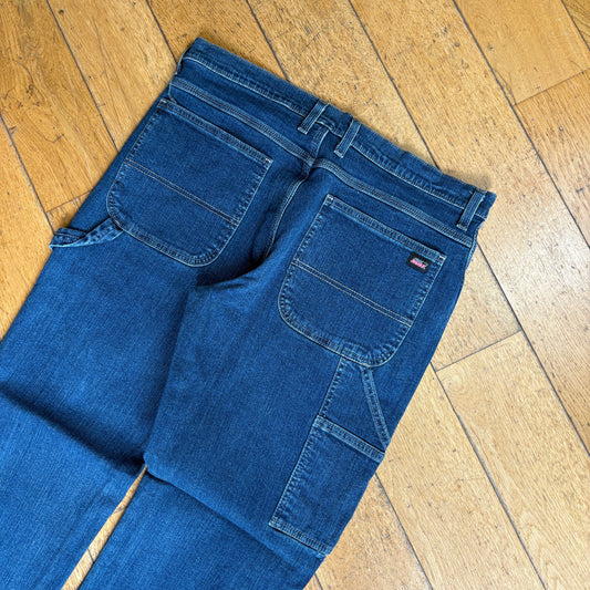 Vintage Dickies Workwear Carpenter Baggy Blue Jeans - 36