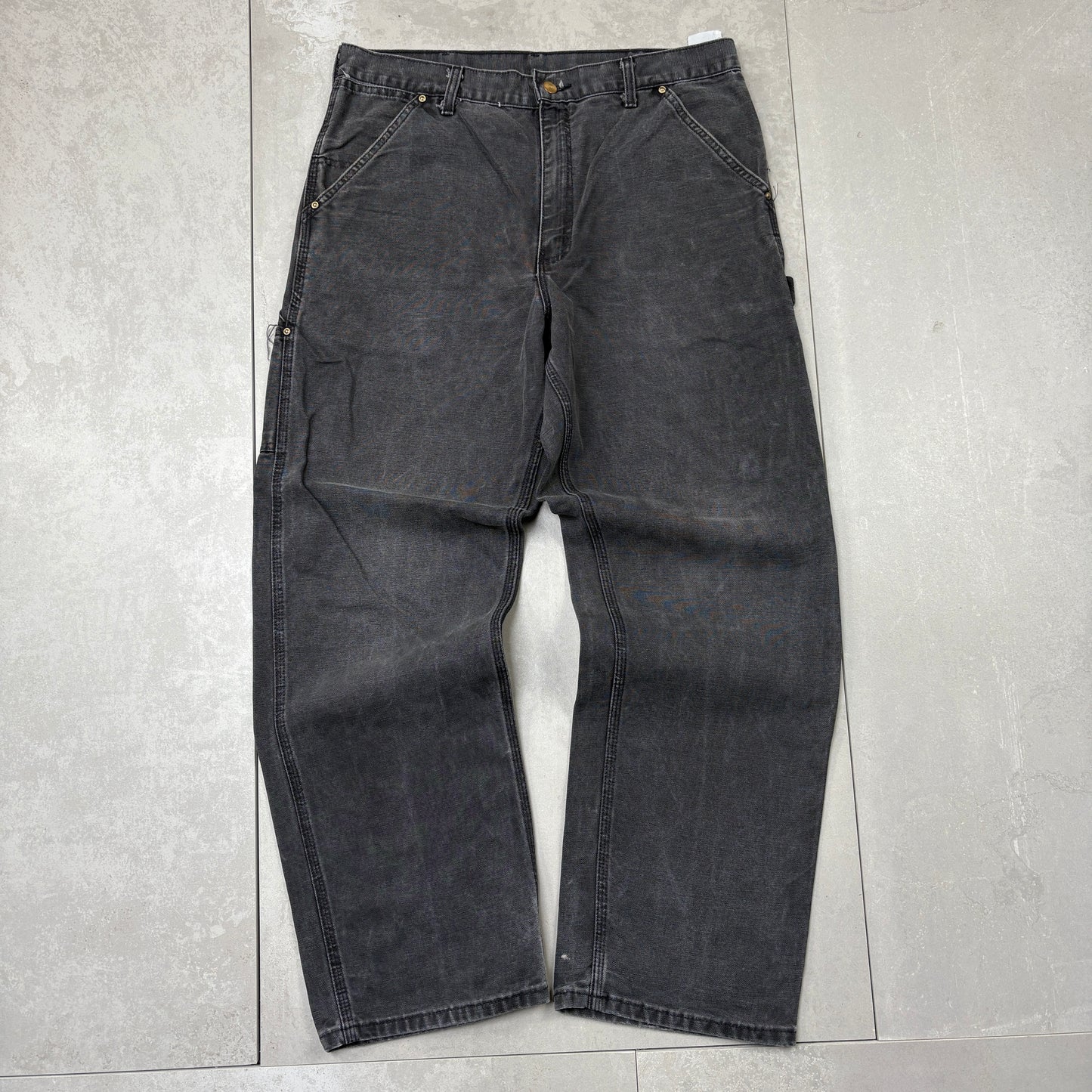 Vintage Carhartt Black Workwear Carpenter Baggy Trousers - 34