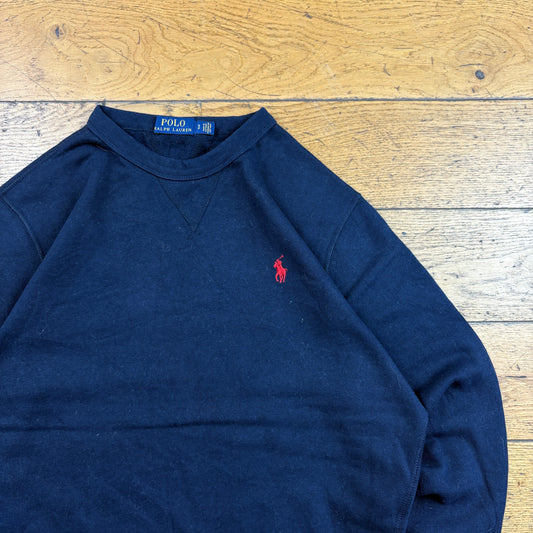 Vintage Ralph Lauren Navy Embroidered Sweatshirt - S