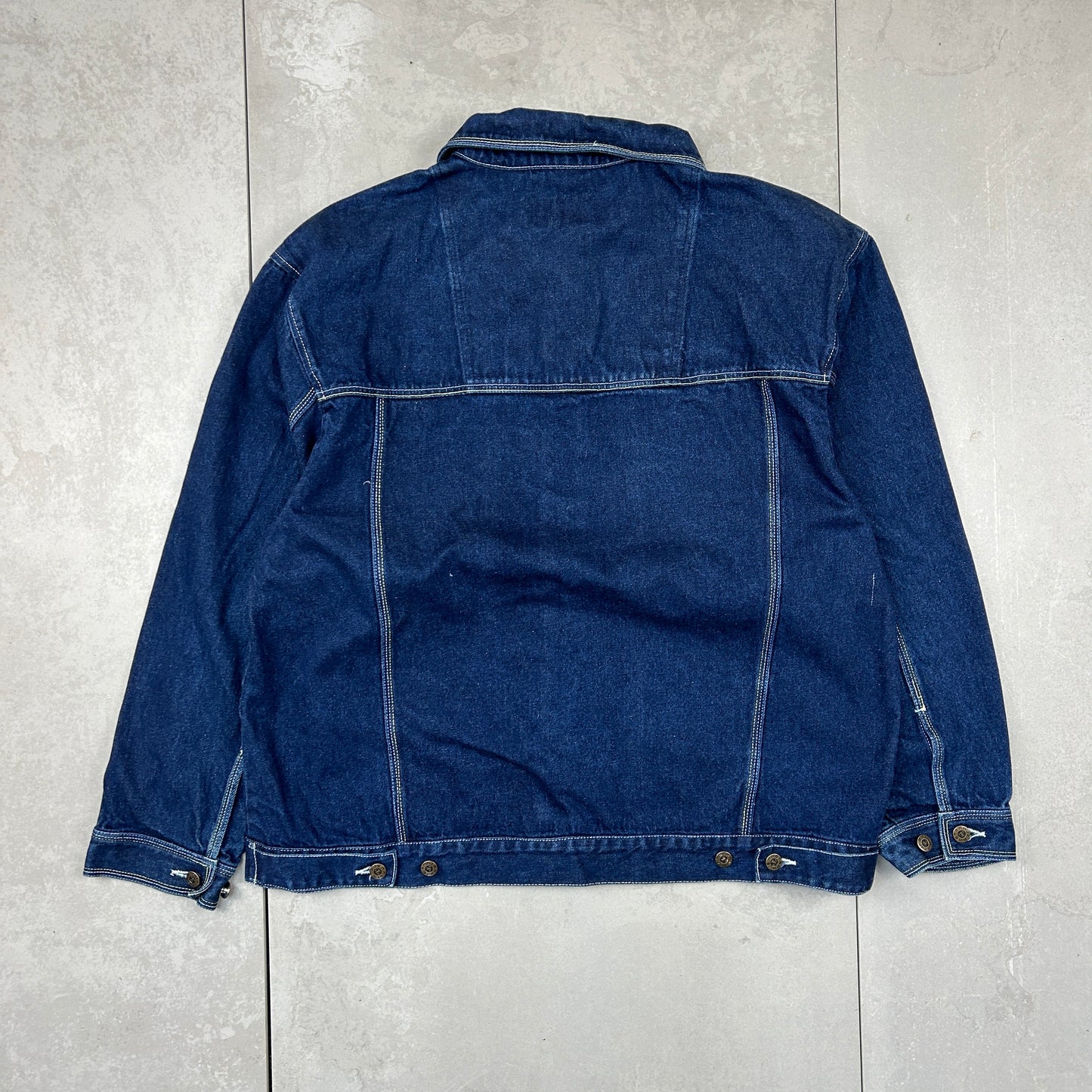 Vintage Tank Jeans Hip Hop Contrast Stitch Baggy Denim Jacket - XL