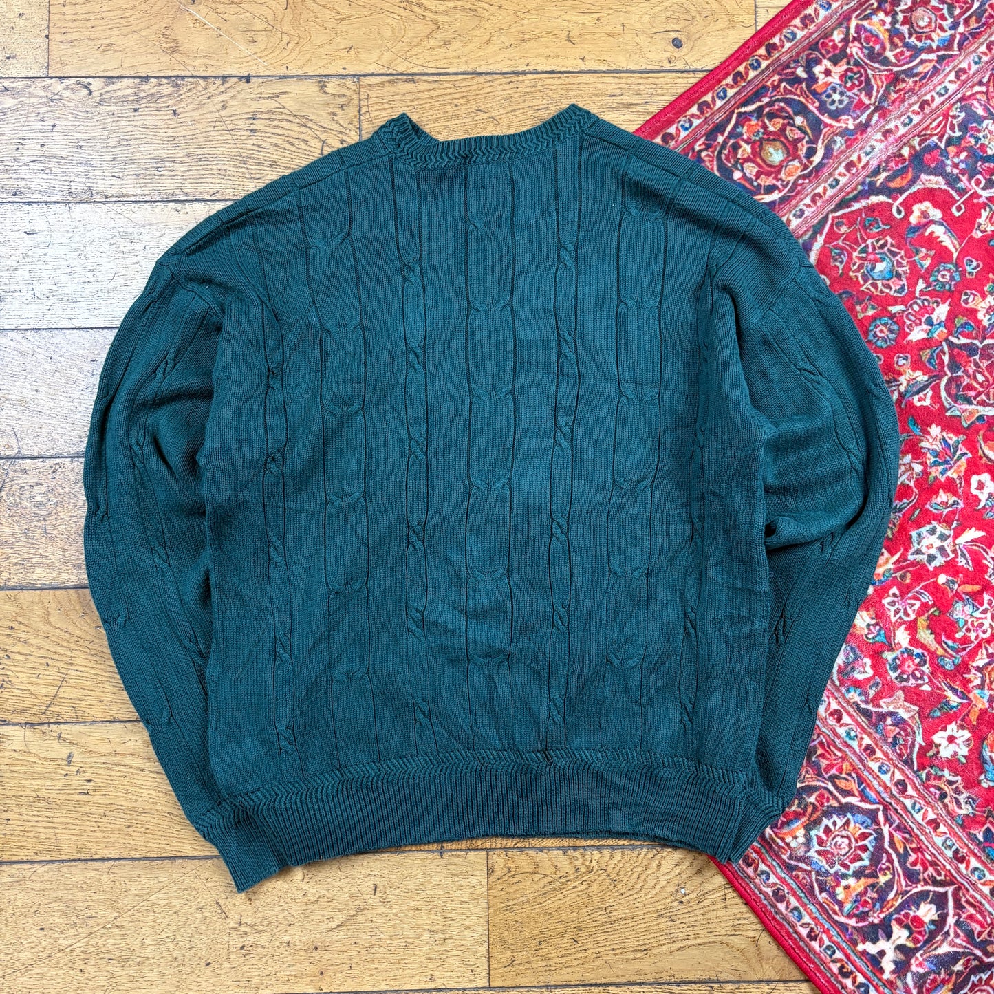 Vintage Nautica Green Cable Knit Jumper - M