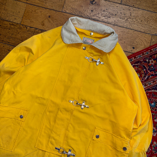 Vintage Harvey Yellow Fireman Clasp Trench Coat Jacket - XL